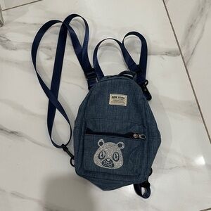 Blue Mini Backpack with Bear Design